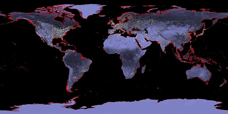 Mapa subida del nivel del mar